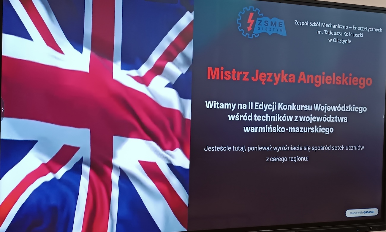 Plakat Mistrza Języka Angielskiego wśród Techników.
