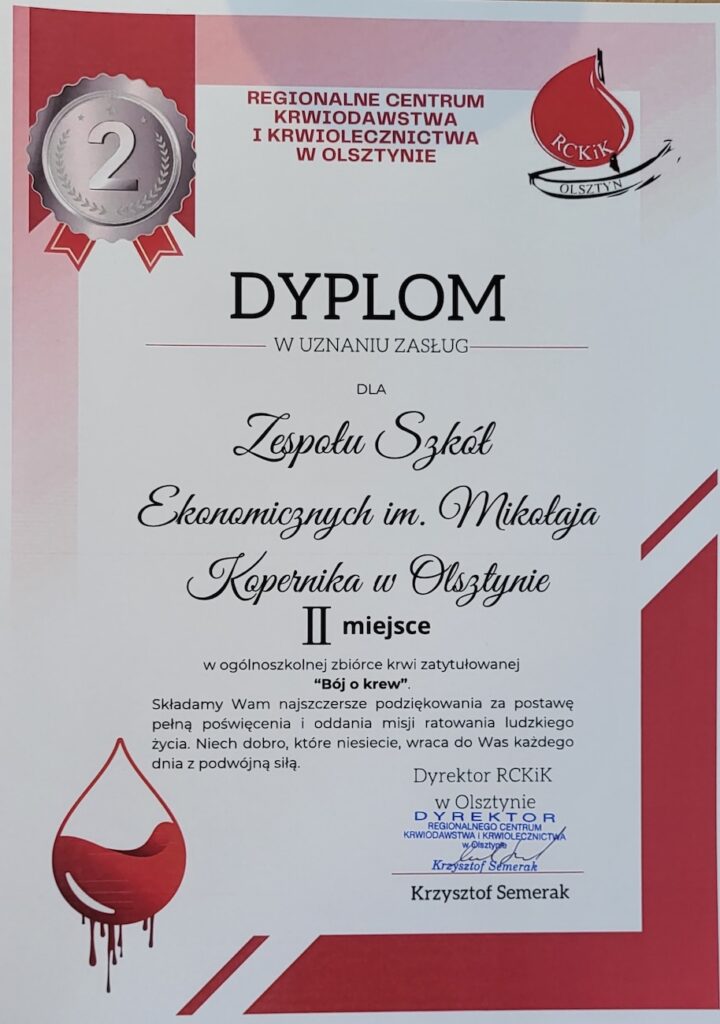 Dyplom w uznaniu zasług